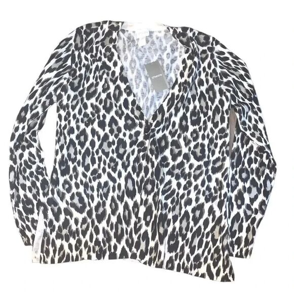 Chico's Sweaters - Chicos button up leopard print cardigan